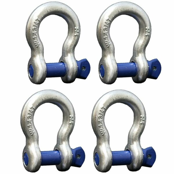 Boxer Tools Forged Anchor Shackle 3/4-in. Heavy Duty Forged Steel - Load Capacity up to 4.75 Ton, 4PK FH409-34-4